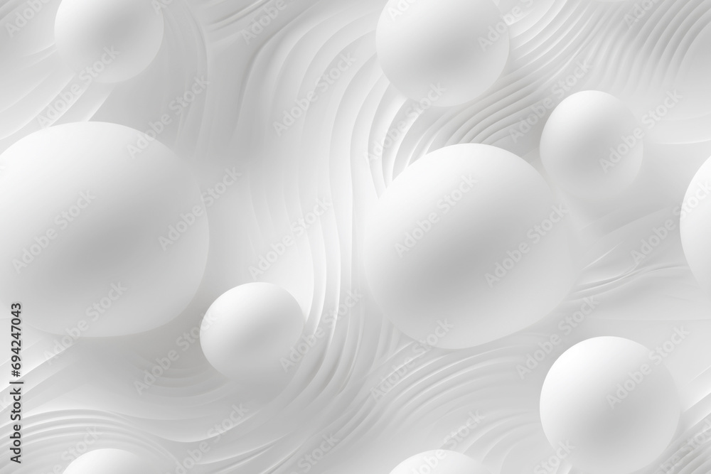 Abstract 3d white background, organic shapes seamless pattern texture. - obrazy, fototapety, plakaty 