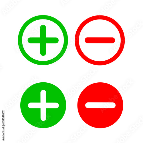 vector of green plus sign and red minus sign