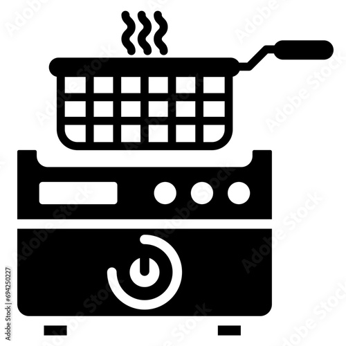 Deep Fryer glyph icons, related to home appliances. for web or app development. 
