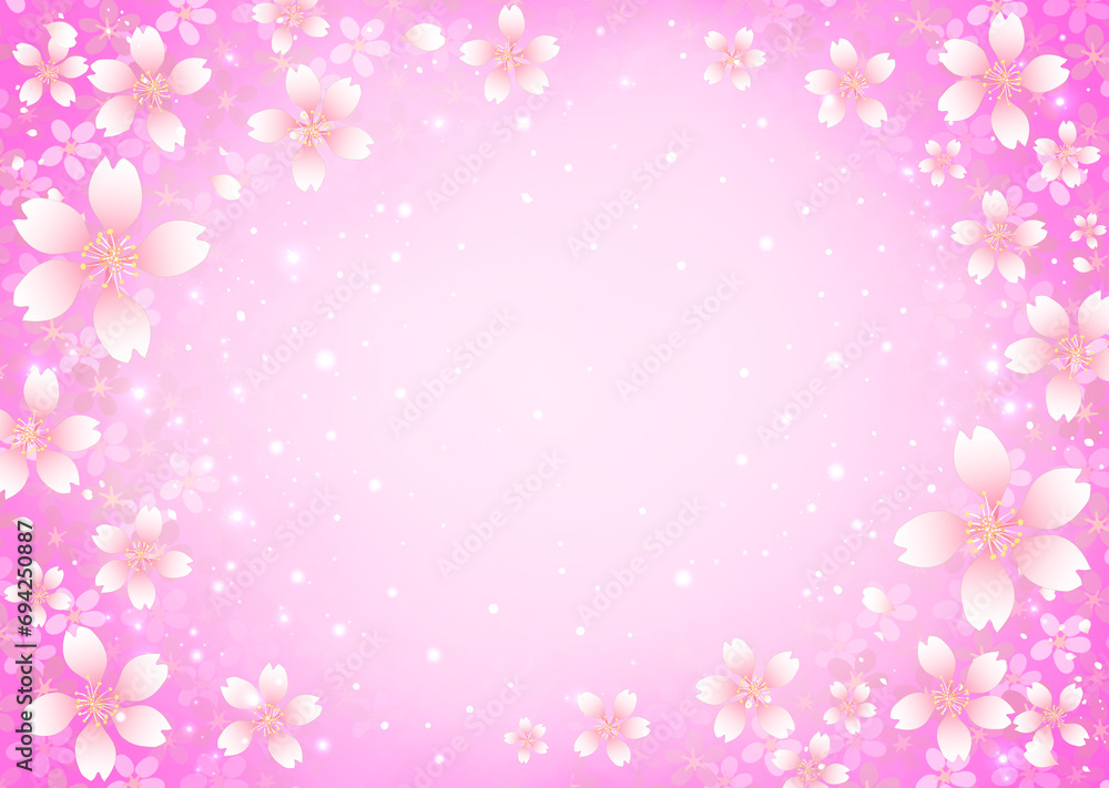 桜のフレーム素材　飾り枠　桜吹雪　お花見　入学　卒業　入園　卒園　ひな祭り　ひなまつり　新春　キラキラさくら柄