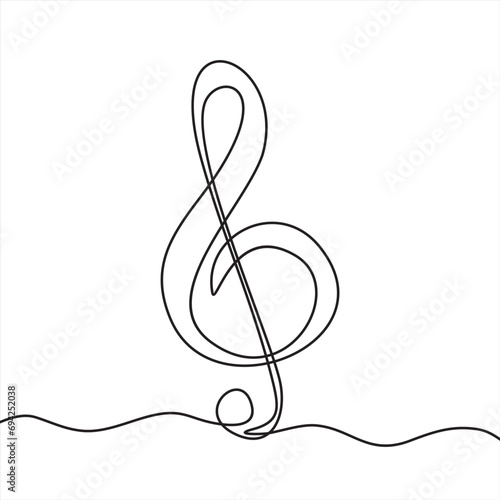 Continuous music line art note vector sketch illustration. Abstract music notes song sound concept background outline icon art one sheet. Vector illustration sketch element.