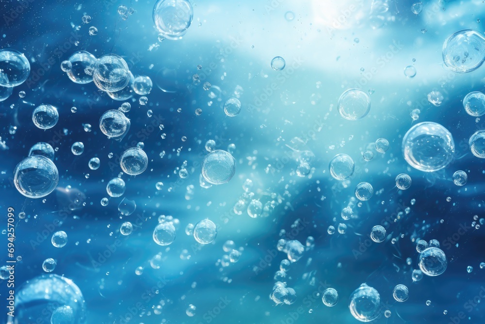 Bubbles in water on blue background Bubbles in water on blue background