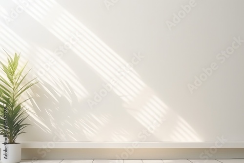 Natural light windows and shadow overlay on wall paper. © tonstock