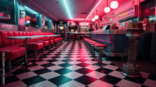 interior of a old school diner