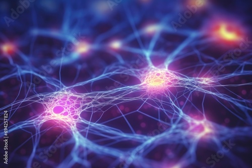 Neuron brain cells on a blue background. photo