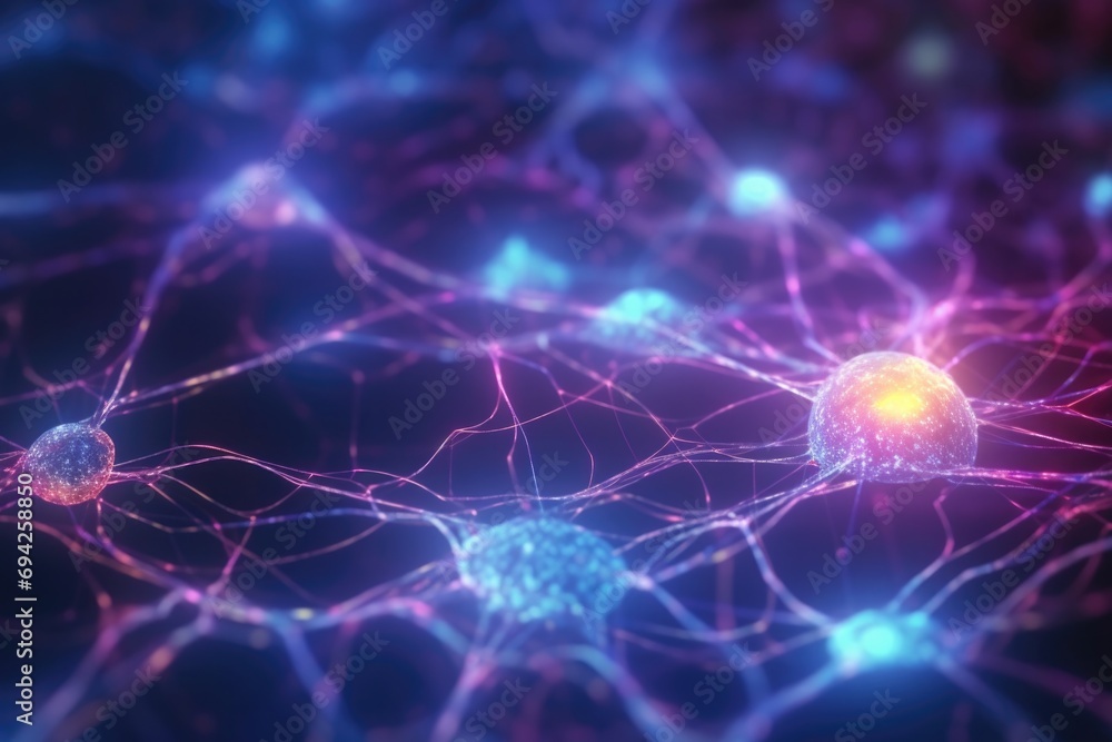 Neuron brain cells on a blue background. Neuron brain cells on a blue background.