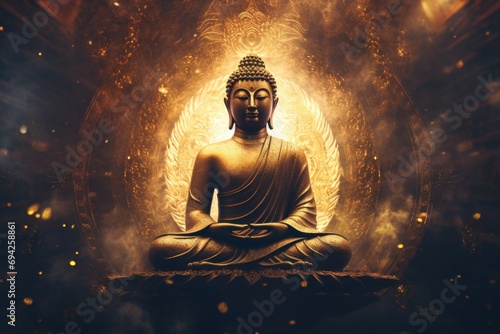 Buddha statue as wallpaper illustration © tonstock