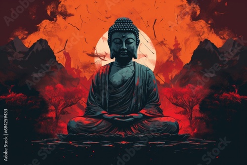 Buddha statue as wallpaper illustration photo