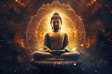 Buddha statue as wallpaper illustration