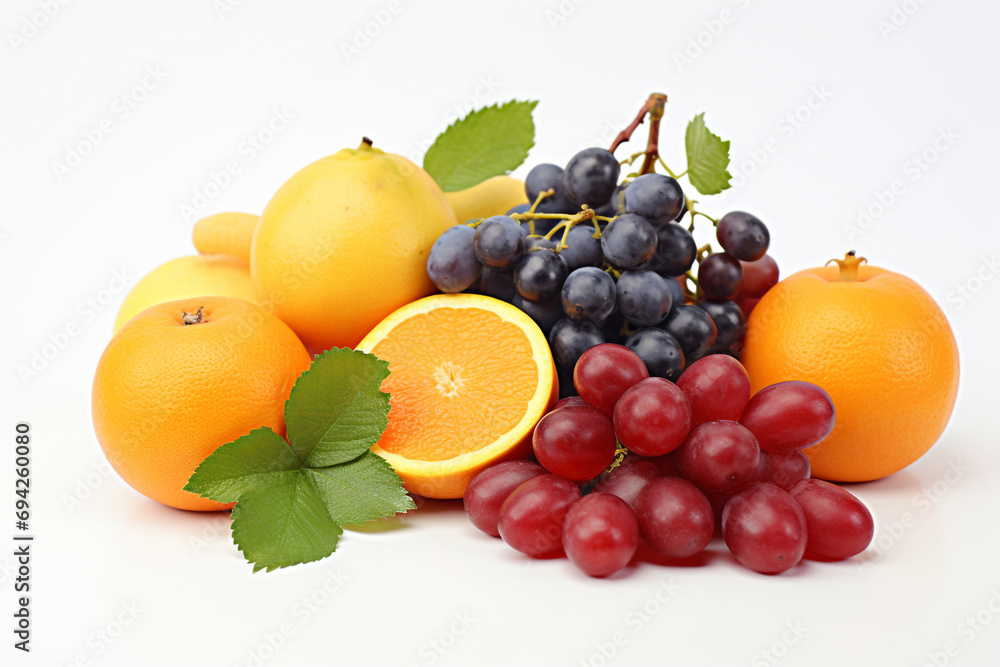 Fresh organic Fruits on white background