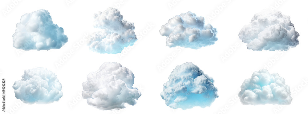 Set of cloud isolated on transparent background. - obrazy, fototapety, plakaty 