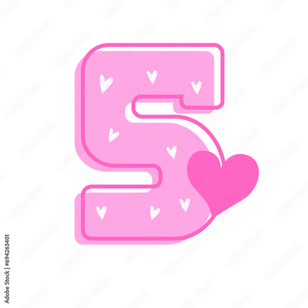 Lovely Pink Valentine Alphabet Letter 5 Lovely Pink Valentine Alphabet Letter 5