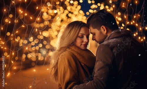 couple at night, christmas light 