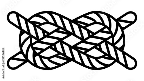 Tying sea knot, icon fixing rope to knit sea knot