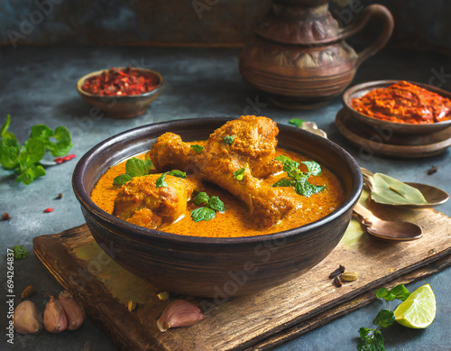 chicken curry with legs drumstick or murg tangri tangdi masala photo