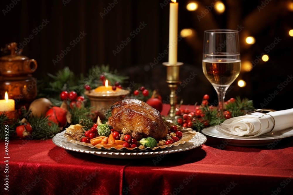 Christmas meal, served on the table with decoration christmas