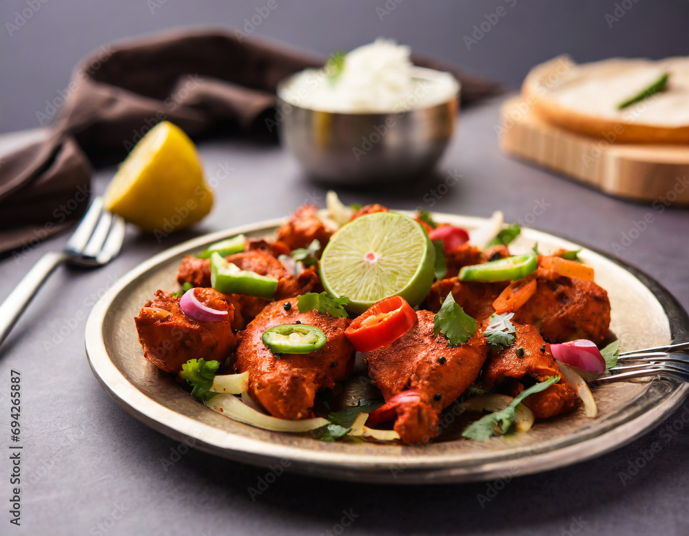 indian starter chilli chicken served in a plate indian starter chilli chicken served in a plate