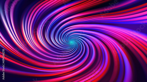 abstract spherical object  background  with many swirling stripes. The stripes are painted in a gradient that goes from blue to purple to warm orange  creating a striking contrast.