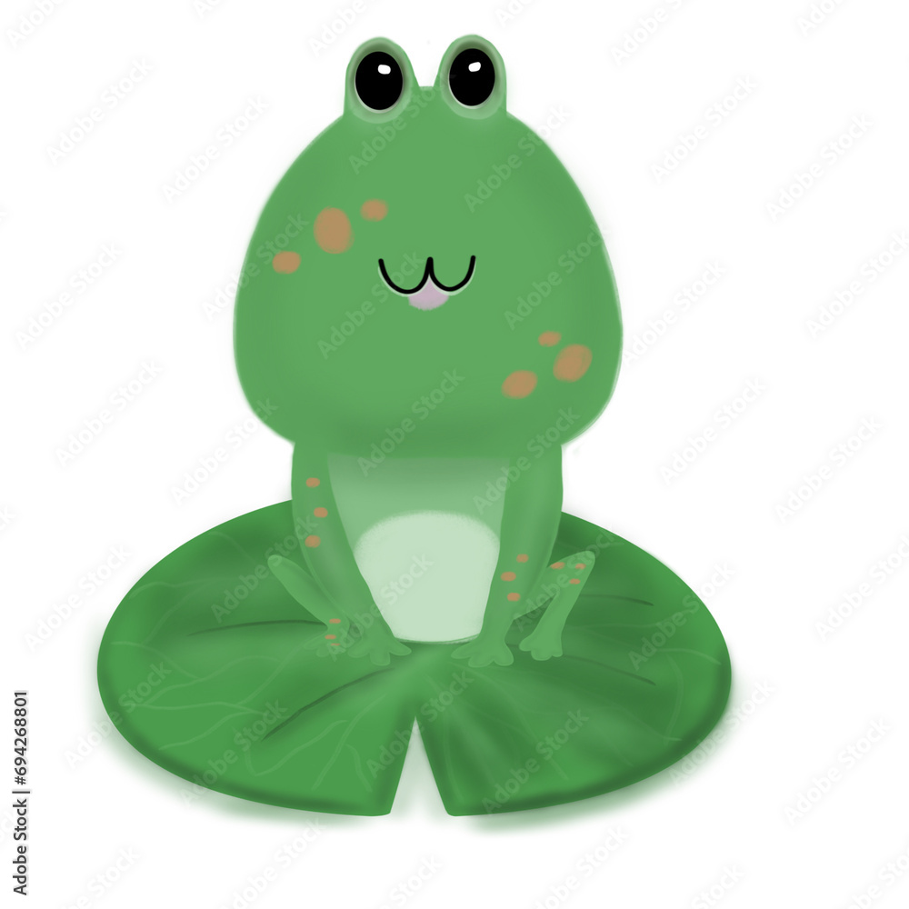 Obraz premium green frog doodle for kid