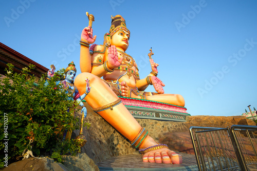 The giant sculpture of Shiva is a sunny day. Koneswarm Kovil Hindu Temple. Trincomalee  Sri Lanka
