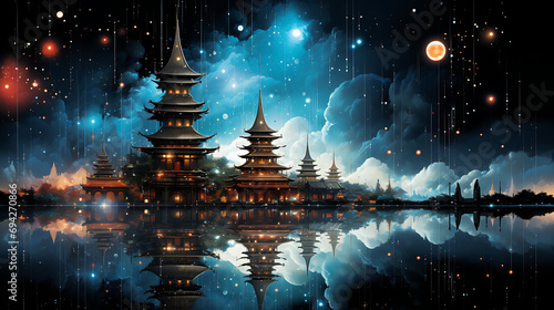 Moonlit Sanctuary: A Pagoda Embraced by the Embrace of the Night