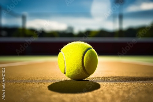 Tennis, Tennisschläger und Tennisball am Tennisplatz © muhmmad