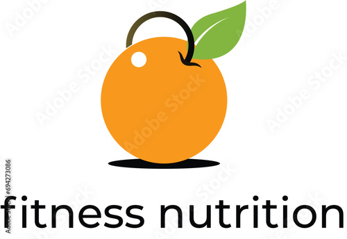 fitness nutrition logo design. fitness healthy food logo., Sports nutrition logo template, simple fitness nutrition logo with a combination of kettlebell and fruit