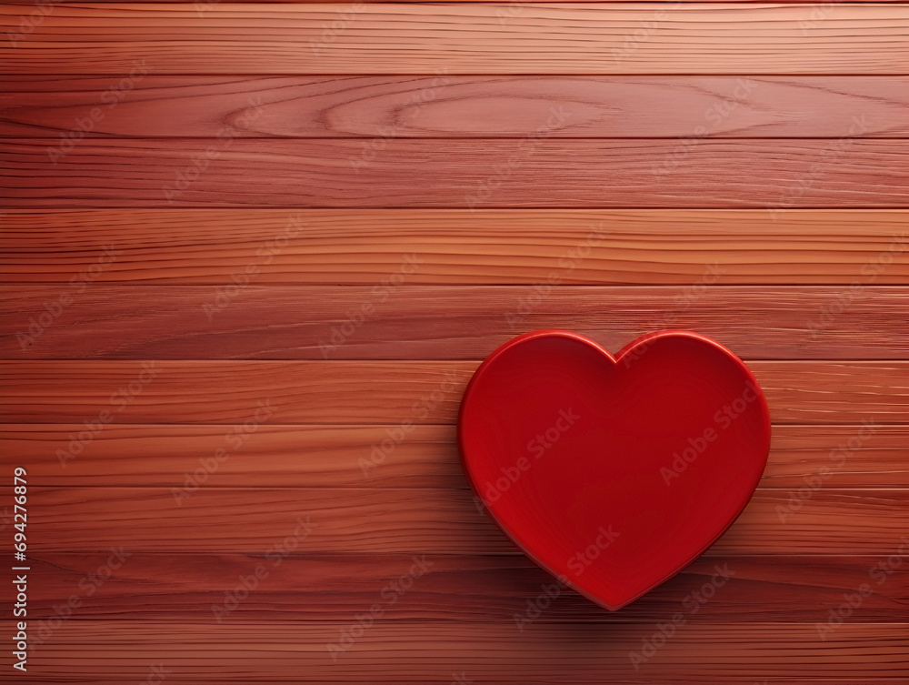 red heart on a wooden background with a place for text, copy space. Valentine.