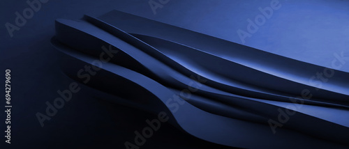 Fototapeta Naklejka Na Ścianę i Meble -  3D Abstract background of blue curve wave in the concept of paper roll with business in technology and automotive innovation. futuristic, motion, modern, connection, speed, 3D Rendering