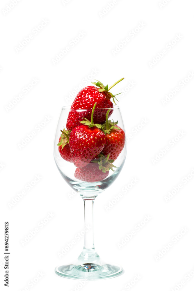 Red ripe strawberries on a white background, strawberries for dessert Red ripe strawberries on a white background, strawberries for dessert