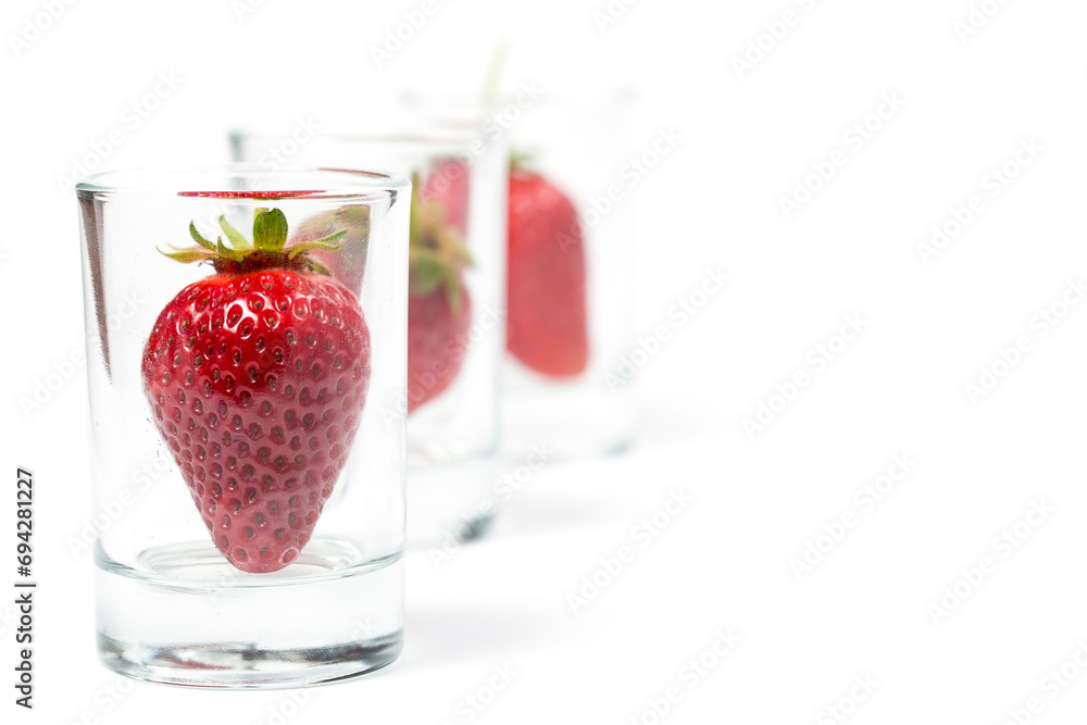 Red ripe strawberries on a white background, strawberries for dessert Red ripe strawberries on a white background, strawberries for dessert