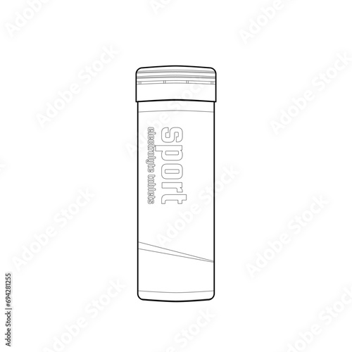 Sport electrolyte hydration tablets with cylinder tube in outline flat icon vector illustration. Editable graphic resources for many purposes.