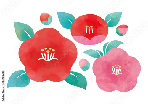 切り絵のような和紙の椿