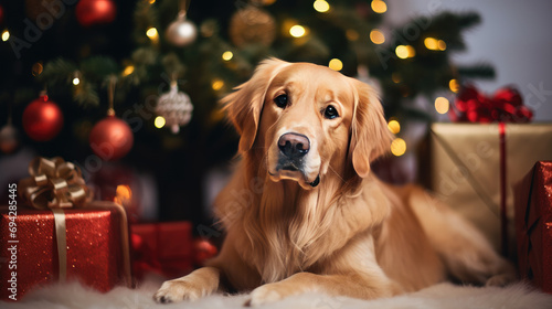 Dog and Christmas Generative Ai