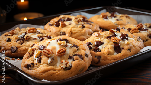 tasty cookies with chocolate and nuts