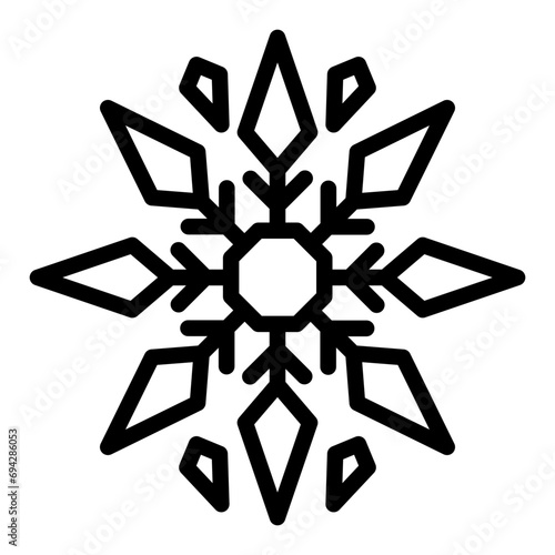 snowflake black outline icon, related for winter theme. use for web, banner and app development