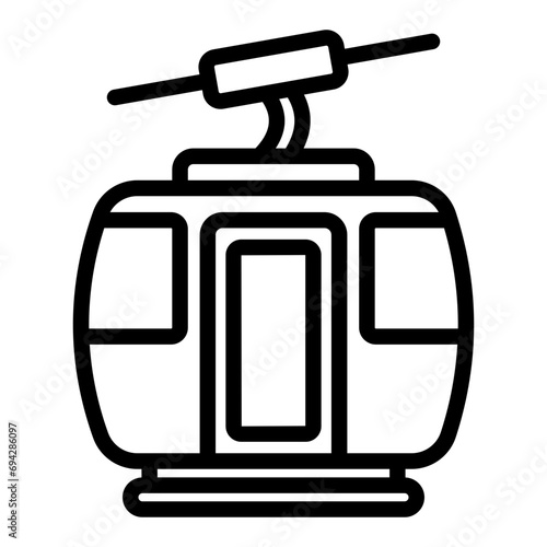 ski lift black outline icon, related for winter theme. use for web, banner and app development