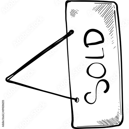 sold sign handdrawn illustration