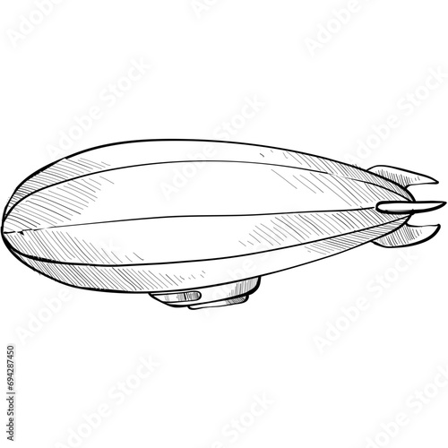 airship zeppelin handdrawn illustration