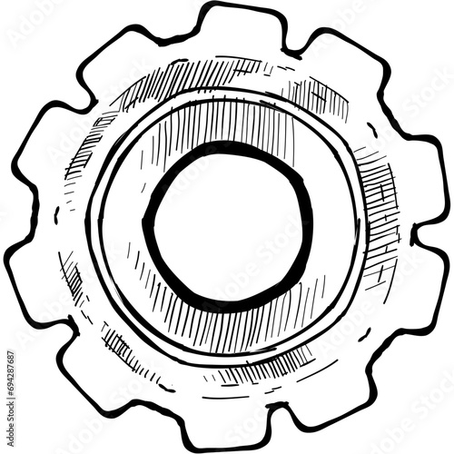 gear icon handdrawn illustration