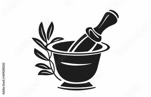 Photo Pestle and mortar illustration vector logo,Illustration of mortar pestle simple