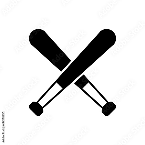 Black cross baseball bat sport icon flat vector design