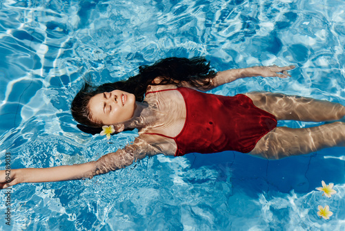 Body woman swim young bikini vacation person lifestyle female water summer pool beauty blue