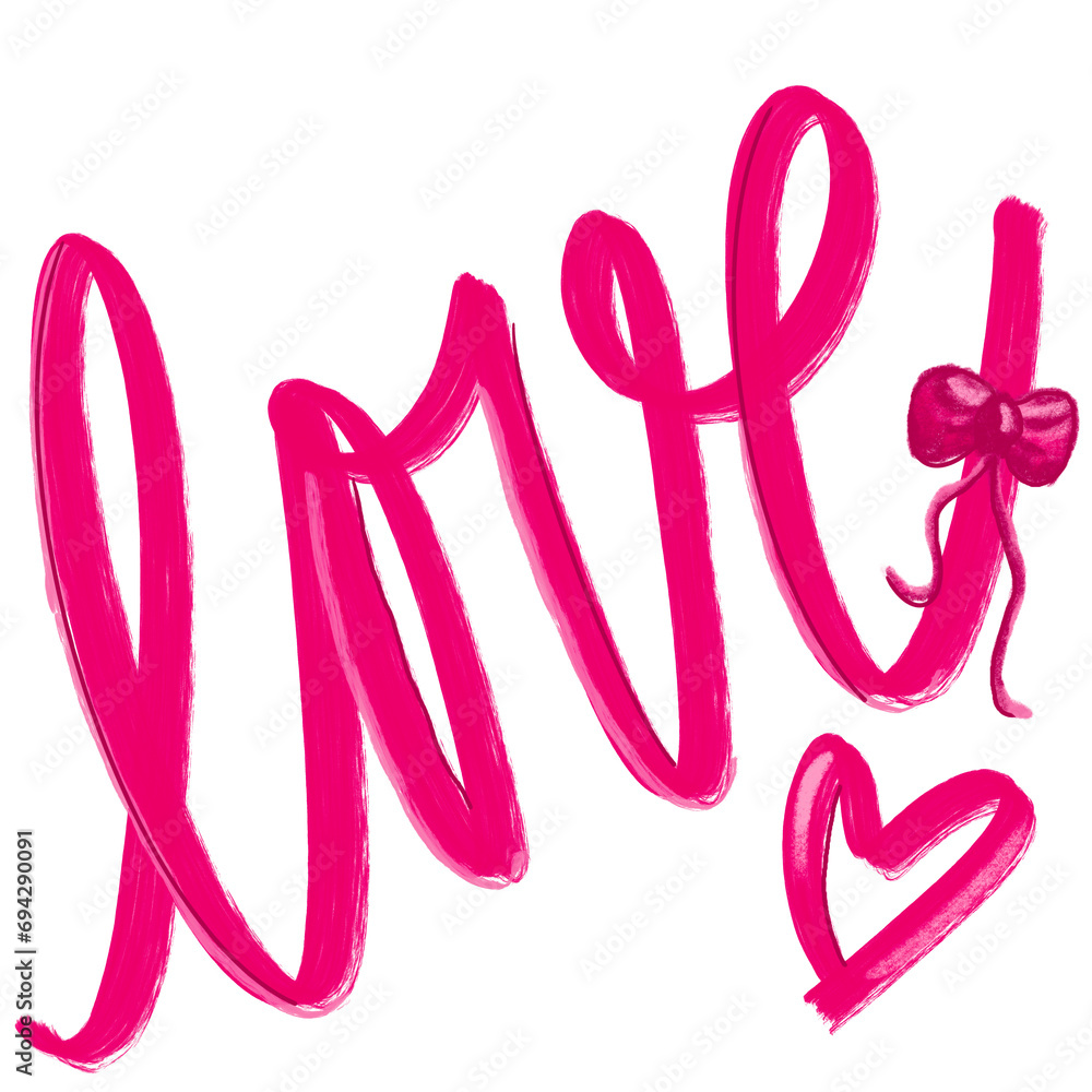 Pink love alphabet with ribbon