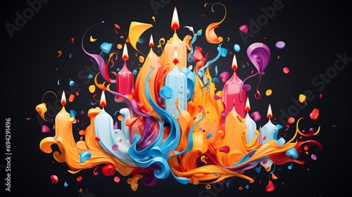 The word 'birthday' presented with a modern and artistic flair, incorporating vibrant colors and creative typography to convey a sense of excitement.