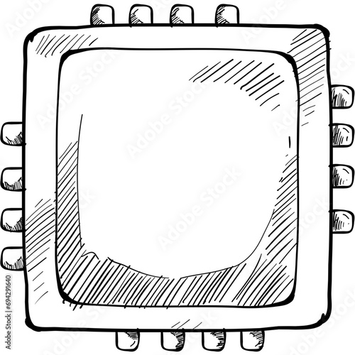 computer chip handdrawn illustration