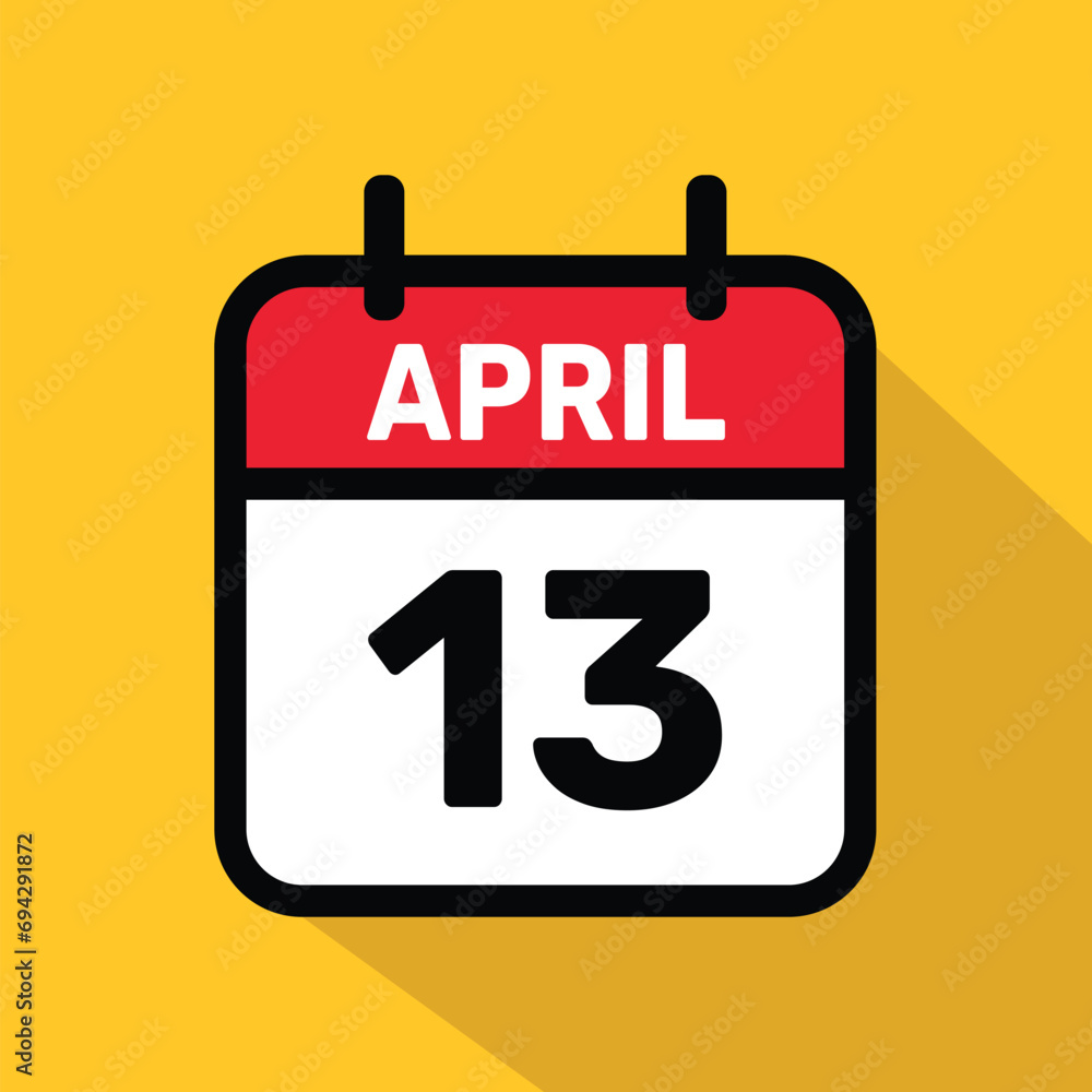 Calendar 13 April Vector illustration background design. Calendar 13 April Vector illustration background design.