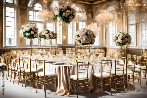 wedding dining table setup using gold chiavari chair- photo