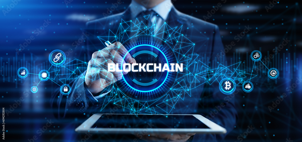 Blockchain cryptocurrency digital money financial technology concept. Blockchain cryptocurrency digital money financial technology concept.