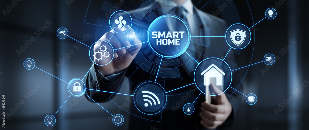 Smart home IOT apartment control application on virtual screen. Smart home IOT apartment control application on virtual screen.